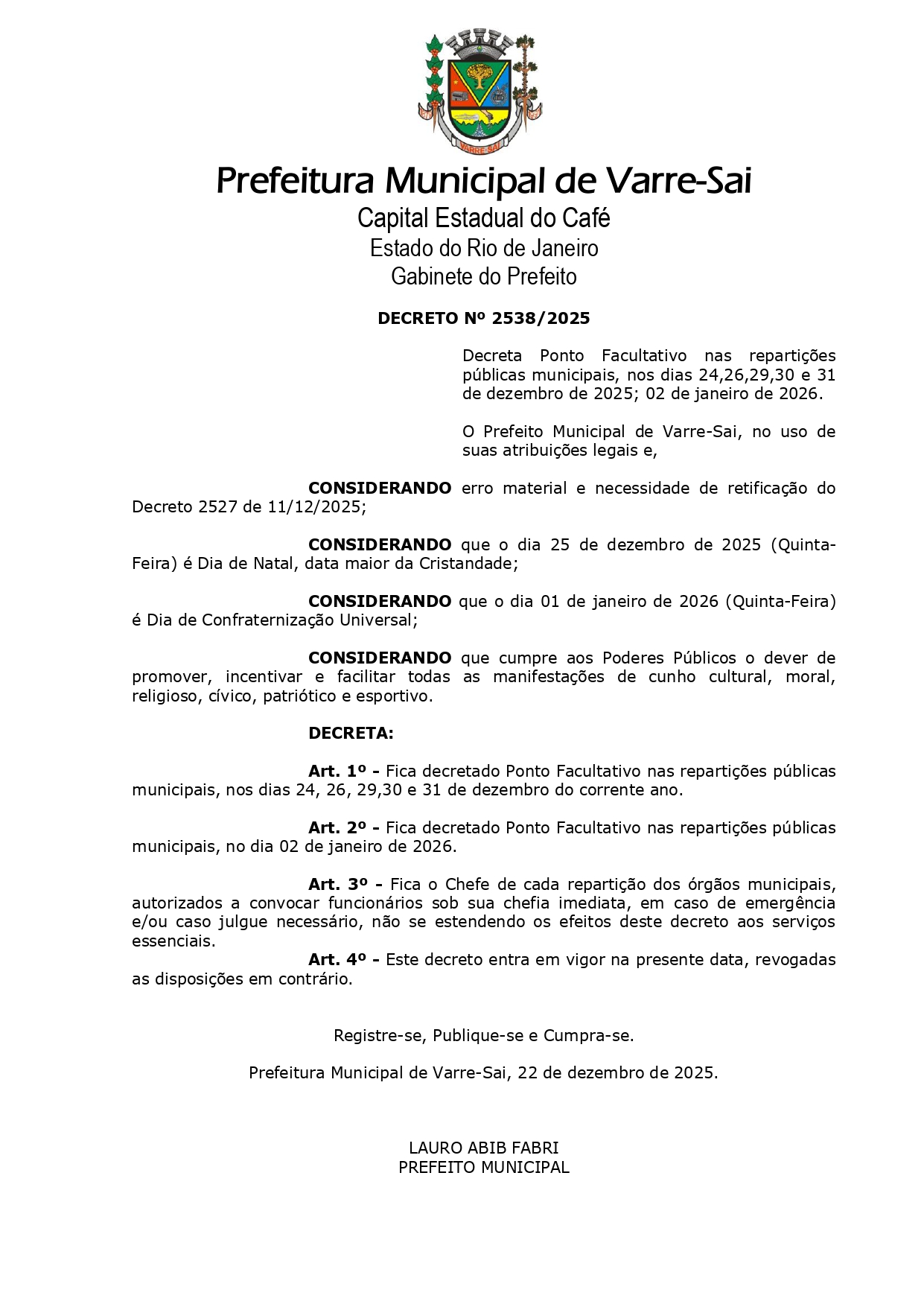 Decreto  Nº 2538/2025